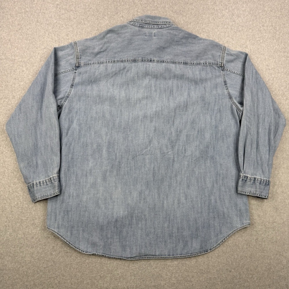 Vintage Levis Shirt Mens 2XL XXL Light Wash Denim Y2K Metal Buttons Long Sleeve - Picture 5 of 12